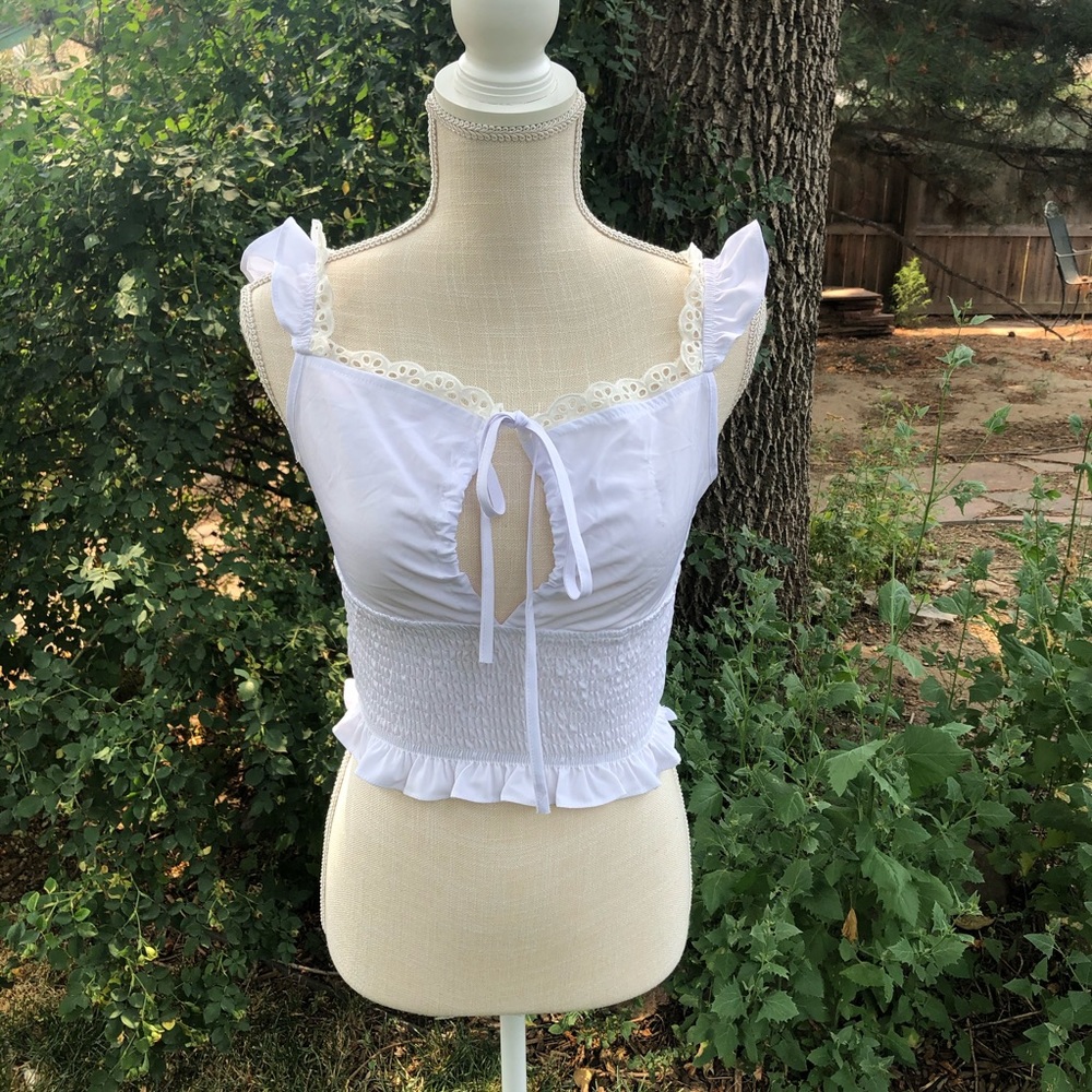White Eyelet off-Shoulder Top, S